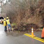 A small mudslide closed a portion of Point White Drive Tuesday. (Photos courtesy of the Bainbridge Island Police Department)
