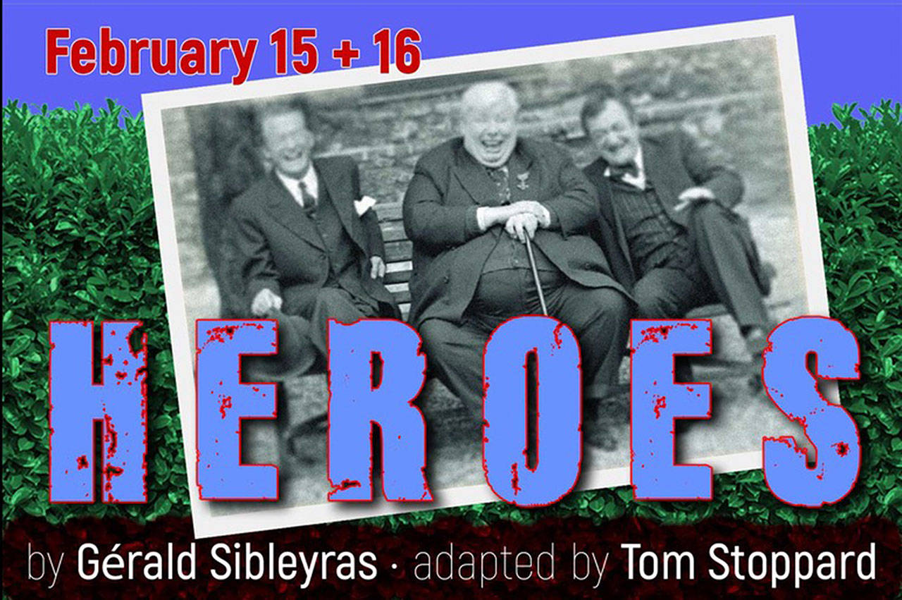 Image courtesy of Island Theatre | Island Theatre will present a staged play reading of the poignant comedy Heroes by Gérald Sibleyras, adapted by Sam Sheppard, at the Bainbridge Public Library at 7:30 p.m. Saturday, Feb. 15 and Sunday, Feb. 16.