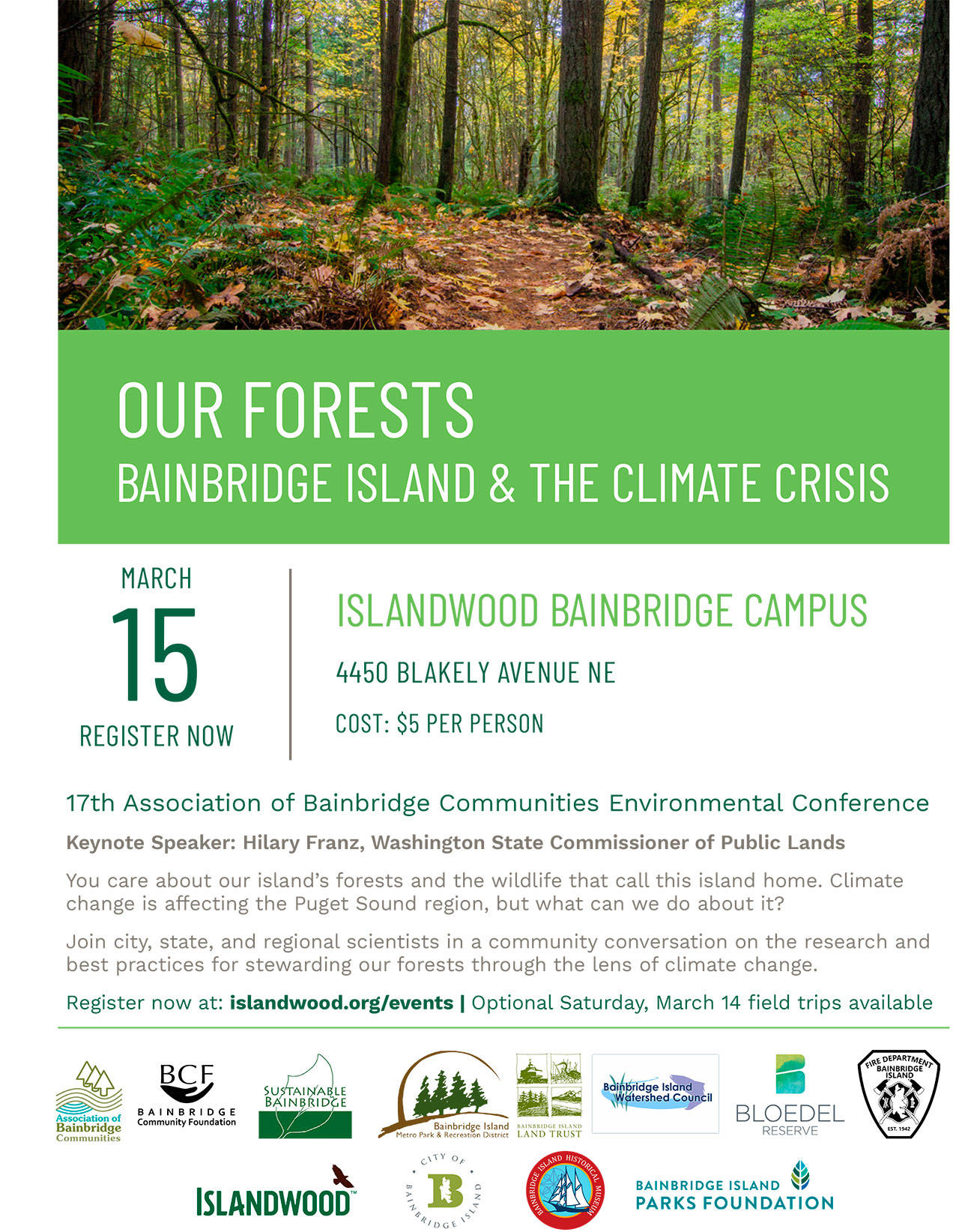 Image courtesy of Douglas Crist | Our Forests: Bainbridge Island and the Climate Crisis is the focus of the 17th Association of Bainbridge Communities Environmental Conference, to be held from 12:30 to 4:30 p.m. Sunday, March 15 at IslandWood.