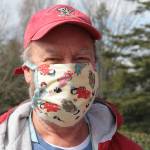 Homemade medical masks have become ubiquitous on Bainbridge Island over the past week, and there have been plenty of colorful and creative ones, like this one, worn by a Bainbridge resident who stopped by city hall to donate items for the citys personal protective equipment drive earlier this week. He declined to give his name, but said he could be identified as one of the most handsome men on Bainbridge. (Brian Kelly | Bainbridge Island Review)