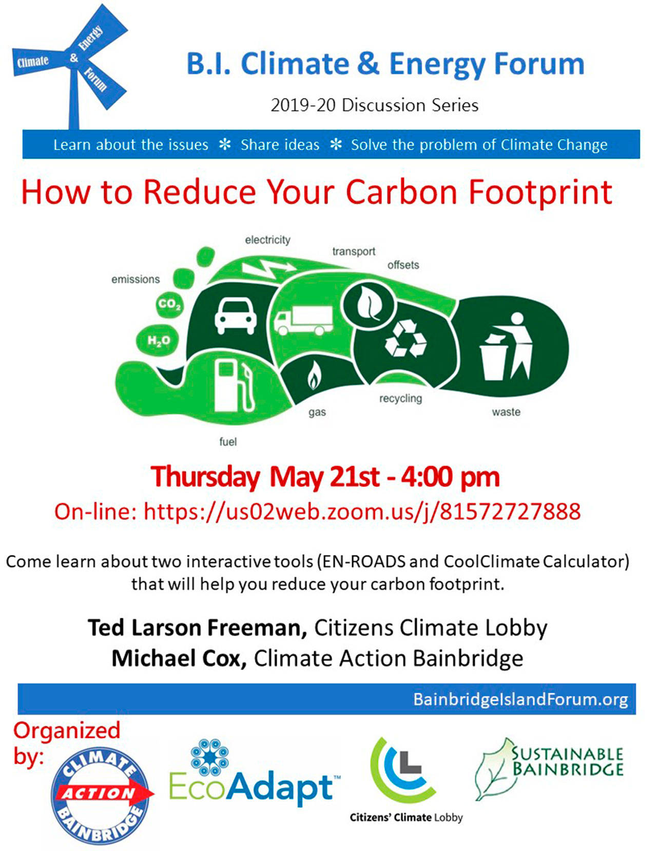 Bainbridge forum to focus on reducing your carbon footprint