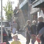 Protesters gather in Winslow as part of a demonstration organized by Kitsap ERACE Coalition. Photo by Nick Twietmeyer.