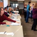 Kitsap County Elections workers manually recount ballots from the hotly contested state Senate race in the 26th Legislative District in 2018. (Bob Smith | Kitsap Daily News 2018)