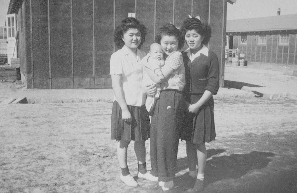 Nobuko Sakai, Bruce Nakao, Kay Sakai Nakao and Taeko Sakai at an internment camp.