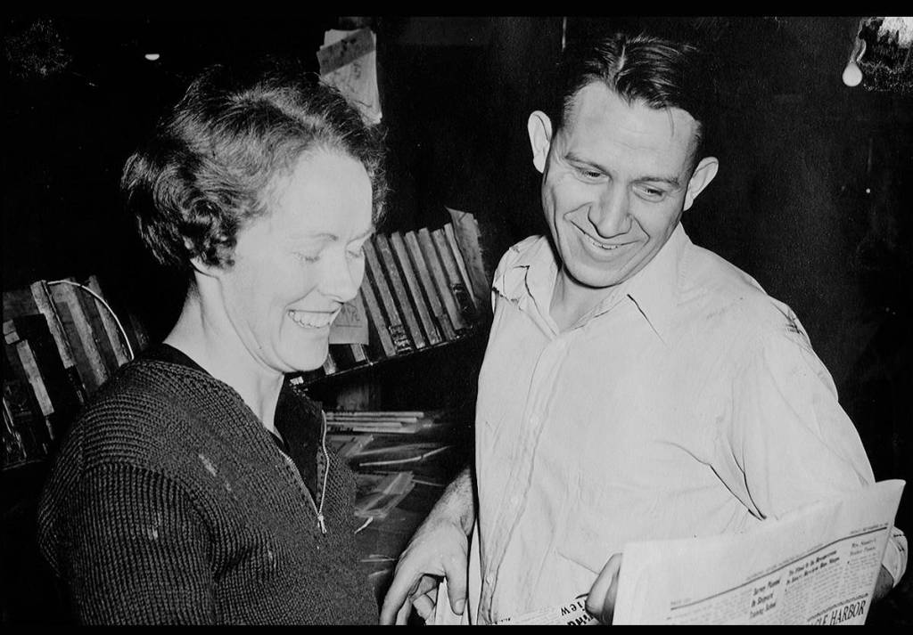 Milly and Walt Woodward did it all for the newspaper and were huge supporters of the Japanese Americans on Bainbridge Island.