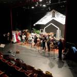 Bainbridge Performing Arts voice actors wear masks and keep their distance during the recording of one of the podcasts. Courtesy Photo