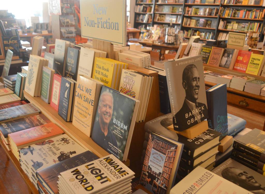 President-elect Biden and former President Obama are among the books for sale at Eagle Harbor for between $17 and $35.