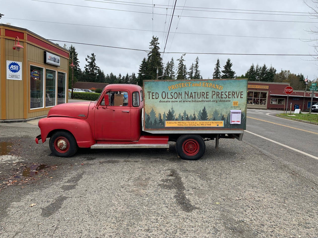 This truck will be auctioned off as part of fund-raising efforts to add 2 acres to the Ted Olson Nature Preserve.