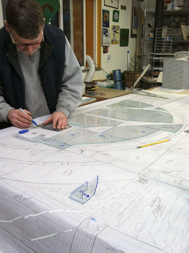 Greg Bonciolini working on a stained glass commission. Courtesy Photo