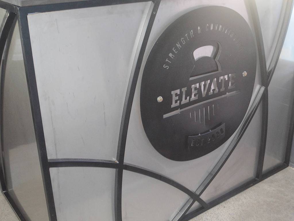 The Elevate logo at the front counter.
