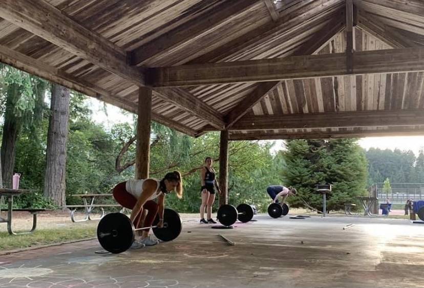 Summer workouts at parks sometimes were under open-air but covered facilities.