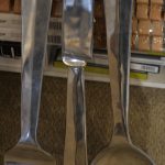 This huge fork, knife and spoon set is a novelty item at the Kitchen Store.