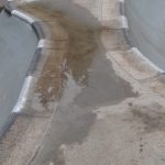 This long ramp juts out from the east end of the skateboard park.