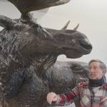 Jeff Oens and the lifesize moose sculpture that put him on the map.