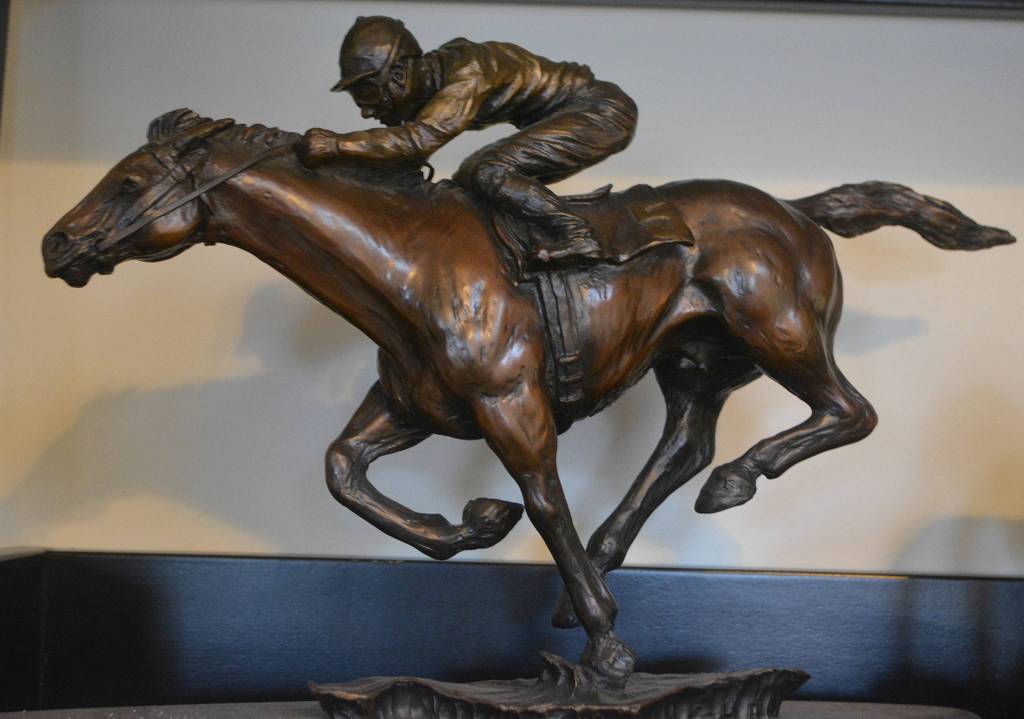 A jockey rides a horse in a race.