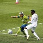 Sounders forward Raul Ruidiaz had the match-tying goal in the 89th minute. (Mike Fiechtner/Sounders FC Communications)