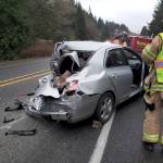 A 4-vehicle collision occurred Tuesday morning just before the intersection of Highway 305 and Day Road when a business truck struck a vehicle from behind causing a chain reaction of collisions. No injuries were reported, police say. Courtesy photos