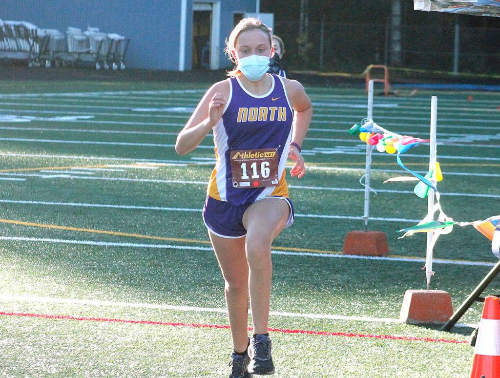 North Kitsap freshman Ingrid Burchill finishes first among her teammates. (Mark Krulish/Kitsap News Group)
