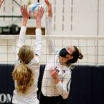 Riley Rabedeaux led North Kitsap with 24 kills in a three-set victory over Bainbridge. (Mark Krulish/Kitsap News Group)