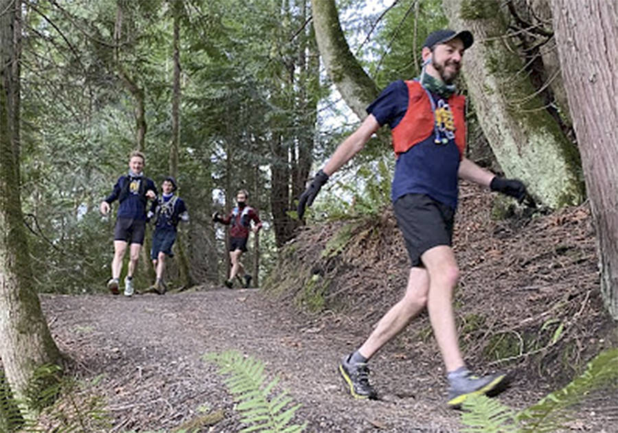 Ultramarathoners make their way down a hill on Cemetery Trail. Talina Wood/Courtesy photo