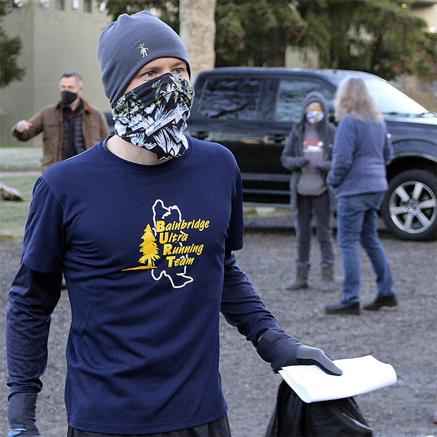Race organizer Chris Heiden gives instructions before the race. Courtesy photo