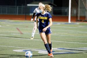 Senior midfielder Chloe Boeker scored twice for Bainbridge in the 3-0 win over Shelton. Mark Krulish/Bainbridge Island Review photos