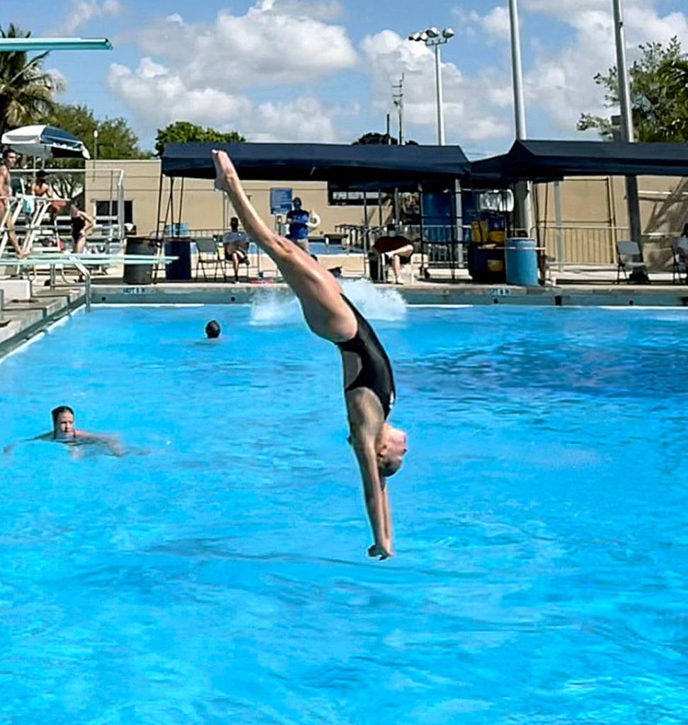 Zora Opalka practices one of her dives. (Contributed photo)