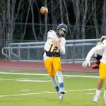 Bainbridge quarterback Gabriel Todd threw for 254 yards in his final game for the Spartans. (Mark Krulish/Kitsap News Group)