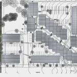 Drawing shows Madison Cottages at left, park just to the top right of them, the townhouses and clubhouse just to the right of the park, and the rest of the development. Courtesy map