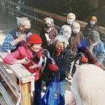 Bainbridge Island survivors of Japanese internment camps during World War II gather at the new dock at the exclusion memorial. Steve Powell/Bainbridge Island Review photos