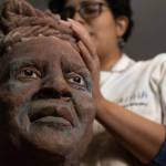 Aisha Harrison working on a sculpture. Courtesy Photo