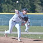 JR Ritchie threw five shutout innings for Bainbridge and also had two singles and a walk in four plate appearances against North Kitsap on Wednesday. (Mark Krulish/Kitsap News Group)