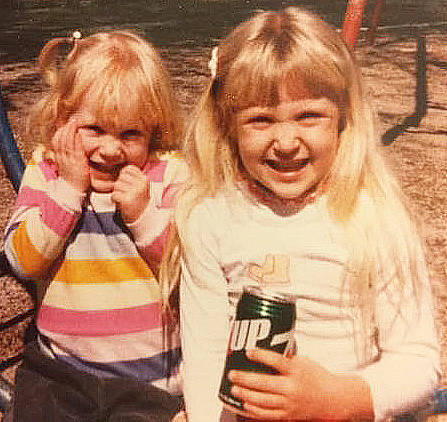 Sisters Krista and Amber are shown as kids.