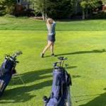 The Spartans No. 1 player Anna Kozlosky follows through on a swing on the fairway. Courtesy Photos