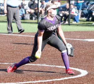 North Kitsap junior Makalya Stockman was named one of the games MVPs. Stockman picked up a hit and struck out four batters in two innings. (Mark Krulish/Kitsap News Group)