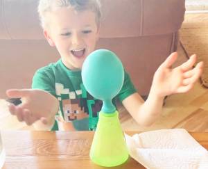 Connor and his balloon experiment. Courtesy Photos
