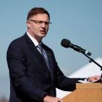 Superintendent Peter Bang-Knudsen speaks at the last BHS graduation in 2019. Bainbridge Island Review File Photo