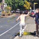 One participant ran down Bjune Drive to grab his Scotch Broom plant.