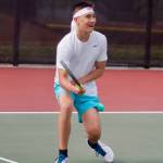 Sean Westerhout of Bainbridge reacts to a successful shot. (Mark Krulish/Kitsap News Group)
