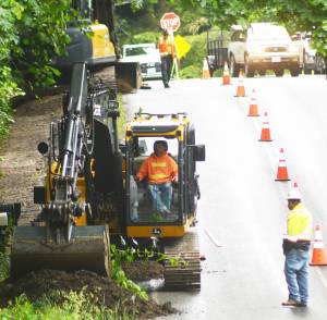 Work is taking place on Eagle Harbor Road that will improve pedestrian and bicycle safety. Steve Powell/Bainbridge Island Review