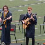 Seniors Mitchell Milander and John Muir performed a song they wrote called "Pushing the Finish Line" at Saturday's graduation. Tyler Shuey/Bainbridge Island Review