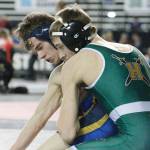 Bainbridges Garrett Swanson, shown here at the 2020 Mat Classic at the Tacoma Dome, was the all-league pick for the 106 weight class. (KNG File Photo)