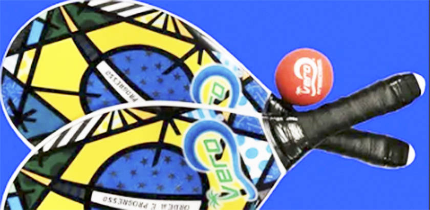 Paddles and balls are especially made for the game. Courtesy Photo