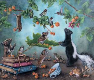 Eileen Sorg, The Fruits of Your Labor, colored pencil over watercolor.