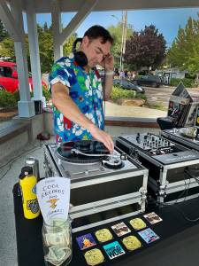 DJ Sidecar mixing vinyl at the Winslow Green. Courtesy photo