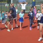 Addy Ledbetter starts off the halftime routine with a few easy steps.