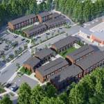 The Wintergreen Townhomes community surrounded by the existing businesses.