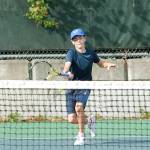 Spartans freshman Jett Peters went to a tiebreaker in set two, but picked up his first varsity win in singles against North Kitsap. (Mark Krulish/Kitsap News Group)