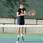 Bainbridges Brogan Rice was one of three winners for the Spartans in singles. (Mark Krulish/Kitsap News Group)