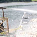 A worker at the oyster farm.